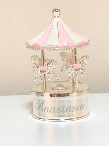 Personalised PINK Rock-A-Bye-Baby Musical Carousel