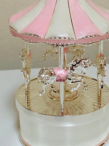 Personalised PINK Rock-A-Bye-Baby Musical Carousel