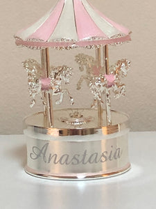 Personalised PINK Rock-A-Bye-Baby Musical Carousel