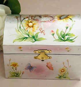 Vintage Inspired Sunflower Fairy Musical Jewellery Box