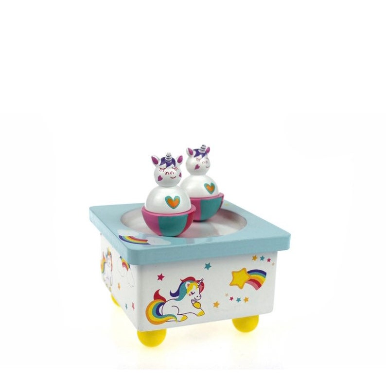 Unicorn and rainbows Music box with Dance of the Swan Lake