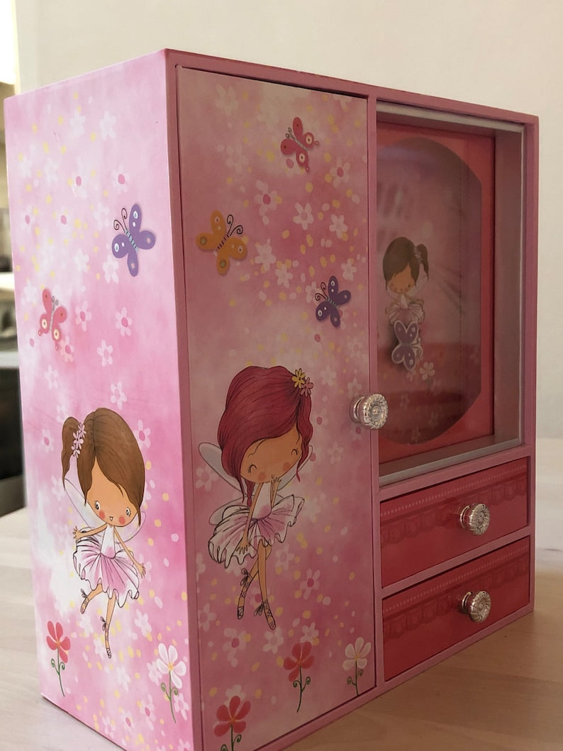 Extra Large Wooden Musical Fairy Jewellery Wardrobe